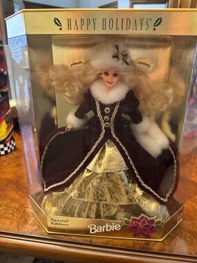 1996 Barbie Doll Happy Holidays BurgundyGoldWhite PRICE IS FIRM!